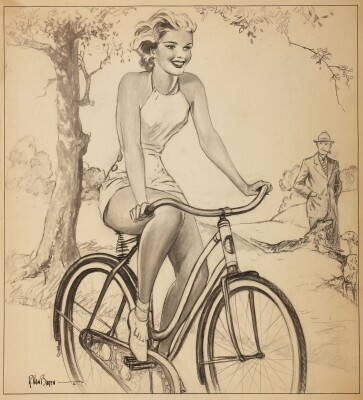 RAEBURN VAN BUREN _American_ 1891-1987__ Pretty Girl on a Bicycle_ 1936.jpg