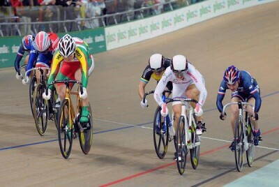 Olga Panarina (Belarus) bests world keirin champion.jpg